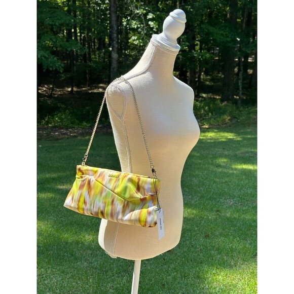 Jason Wu Lyla Watercolor Floral Yellow Convertible Clutch Shoulder Bag - Picture 1 of 16